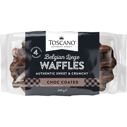 Toscano Belgian Liege Waffles Choc Coated 4 Pack
