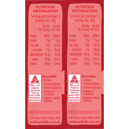 Sunbeam Strawberry Yoghurt Coated Sultanas 30g x 6 pack