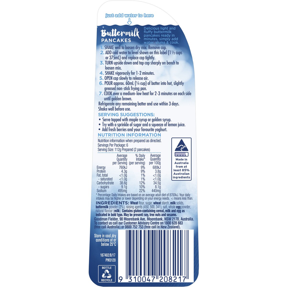 White Wings Pancake Mix Buttermilk 325g