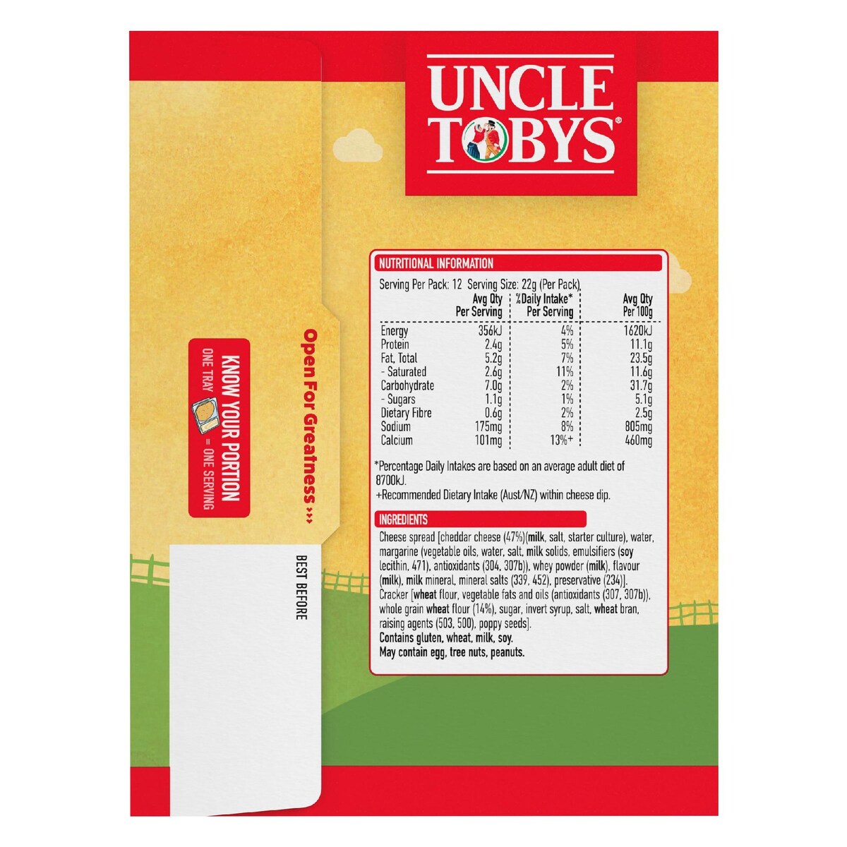 Uncle Tobys Le Snak Tasty Cheese Dip & Crackers 12 pack