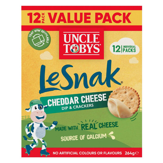Uncle Tobys Le Snak Cheddar Cheese Dip & Crackers 12 pack