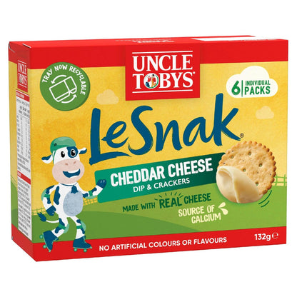 Uncle Tobys Le Snak Cheddar Cheese Dip & Crackers 6 pack