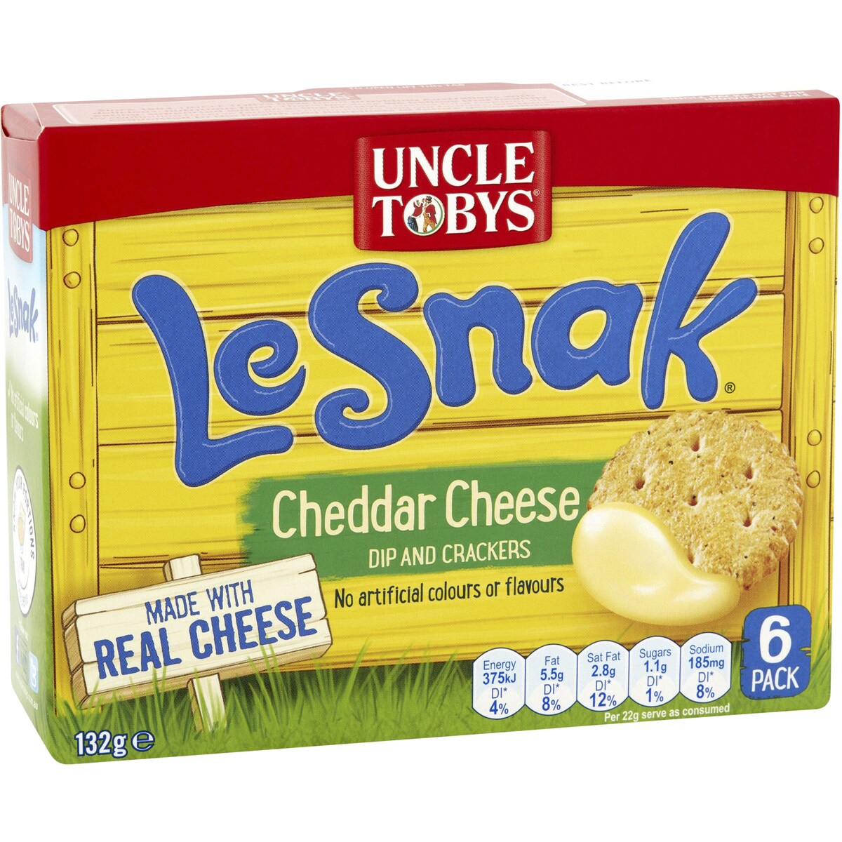 Uncle Tobys Le Snak Cheddar Cheese Dip & Crackers 6 pack