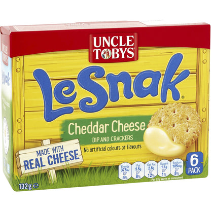 Uncle Tobys Le Snak Cheddar Cheese Dip & Crackers 6 pack