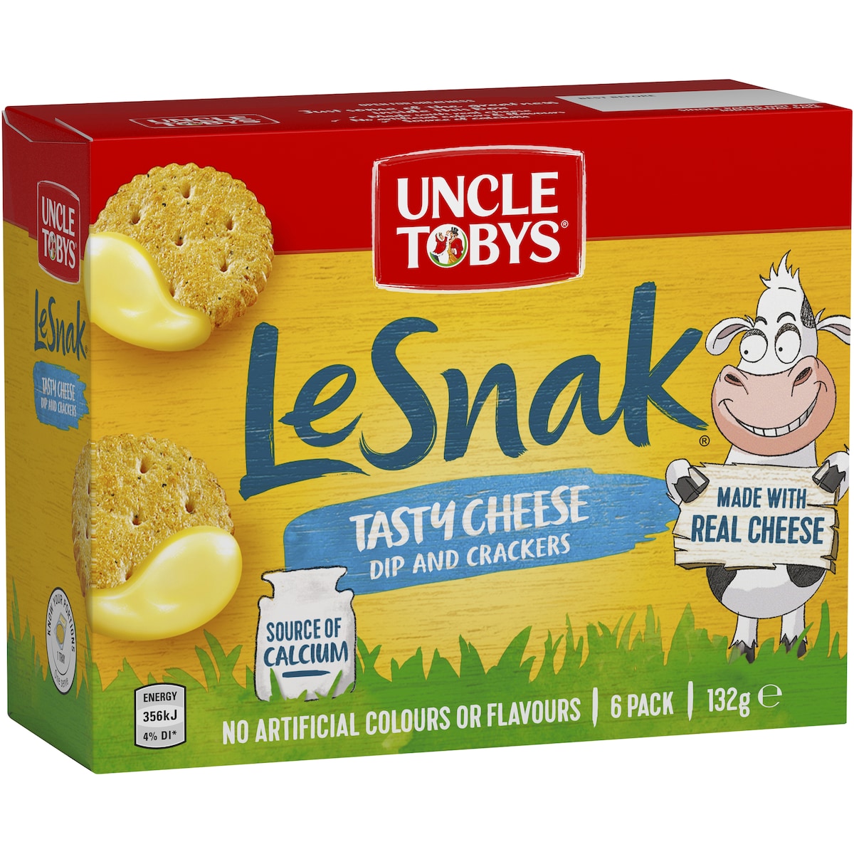 Uncle Tobys Le Snak Tasty Cheese Dip & Crackers 6 pack