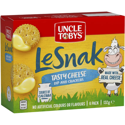 Uncle Tobys Le Snak Tasty Cheese Dip & Crackers 6 pack