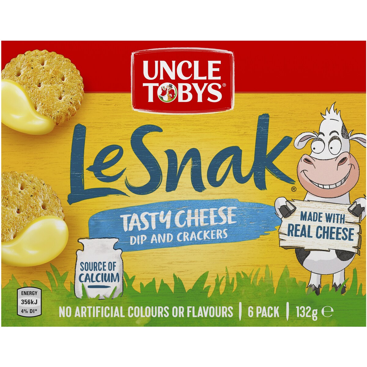 Uncle Tobys Le Snak Tasty Cheese Dip & Crackers 6 pack