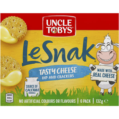 Uncle Tobys Le Snak Tasty Cheese Dip & Crackers 6 pack