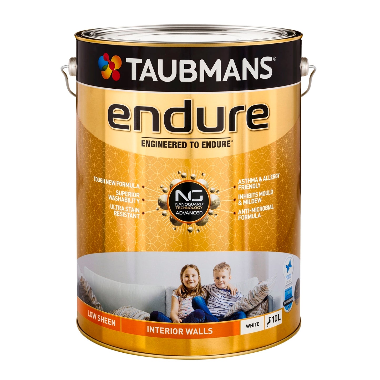Taubmans White Low Sheen Endure Interior Wall Paint - 10L