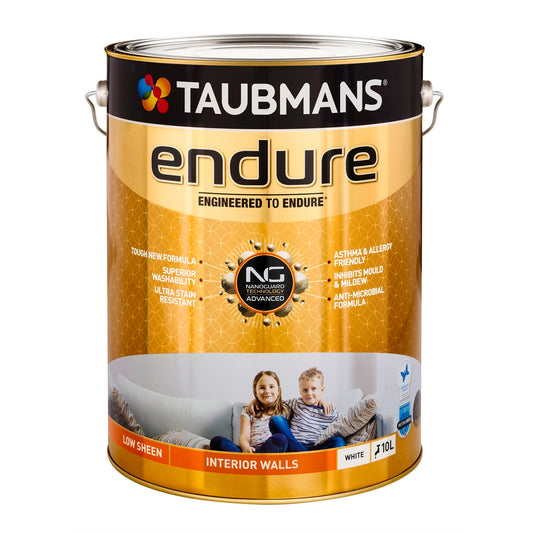 Taubmans White Low Sheen Endure Interior Wall Paint - 10L