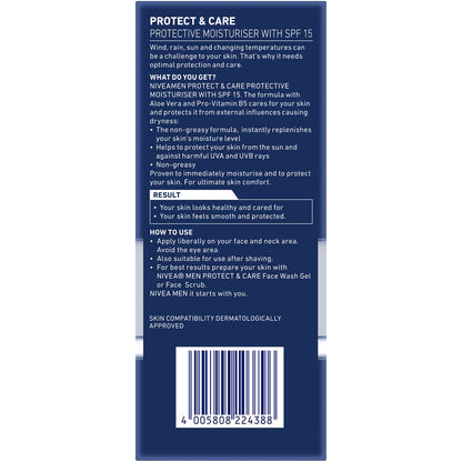 Nivea Men Protect & Care Face Moisturiser Cream With Spf15 75ml