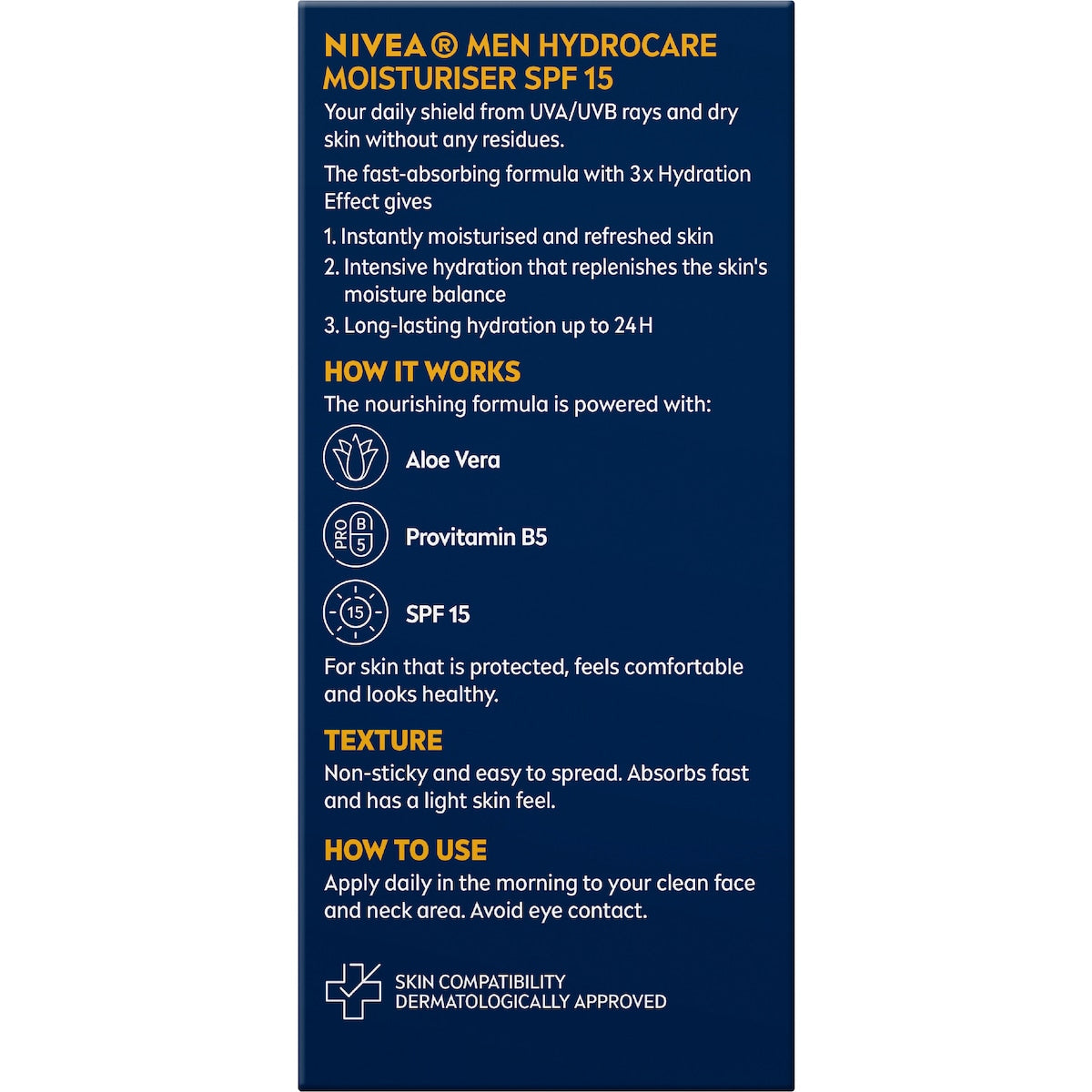 Nivea Men Hydrocare Replenishing Moisturiser With Spf 15 75ml