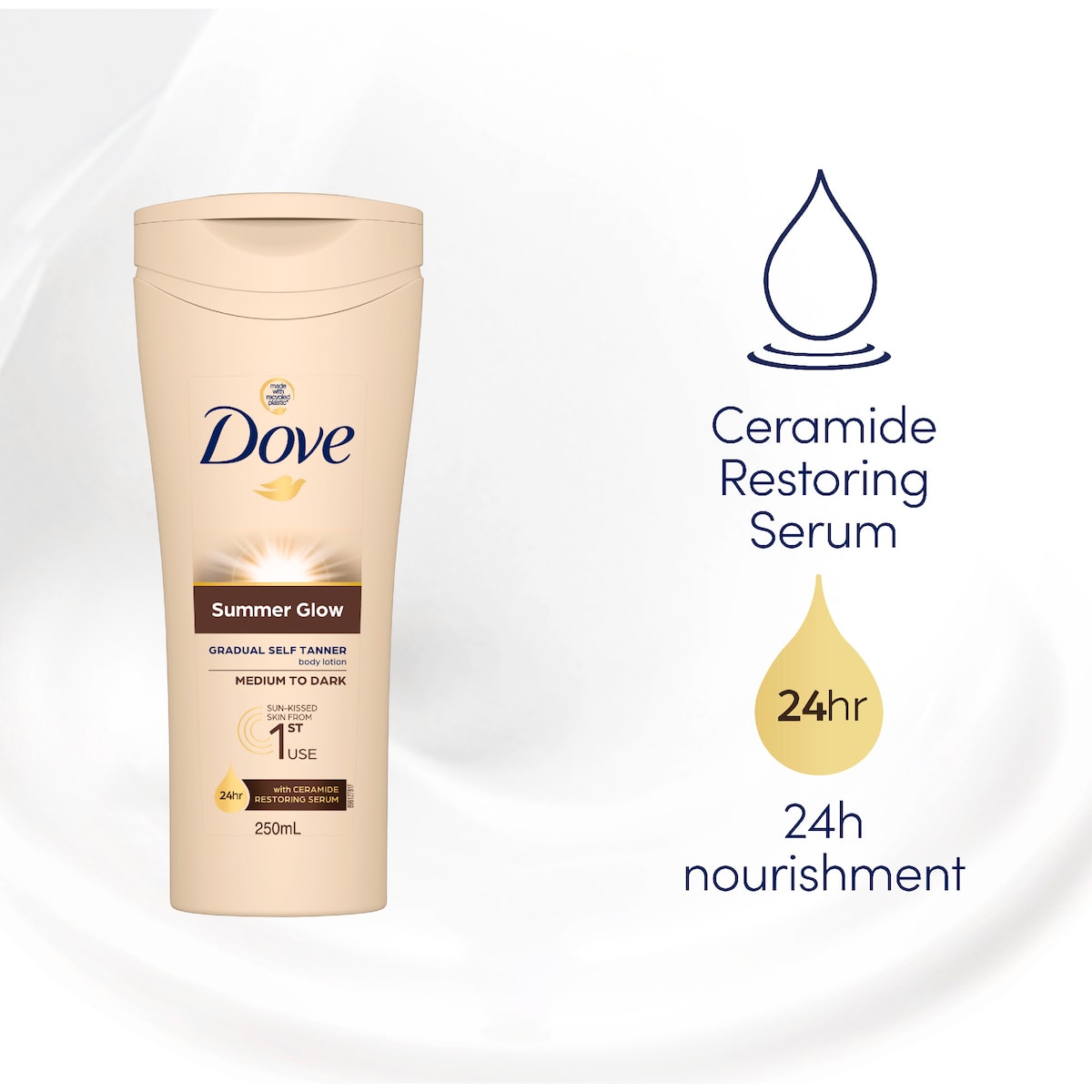 Dove Summer Glow Body Lotion Self Gradual Tanner Medium To Dark 250ml