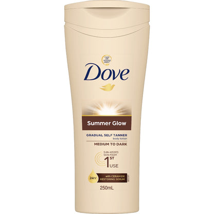 Dove Summer Glow Body Lotion Self Gradual Tanner Medium To Dark 250ml