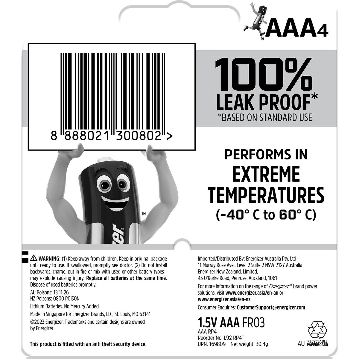 Energizer Ultimate Lithium Performance Aaa Lithium Batteries 4 Pack