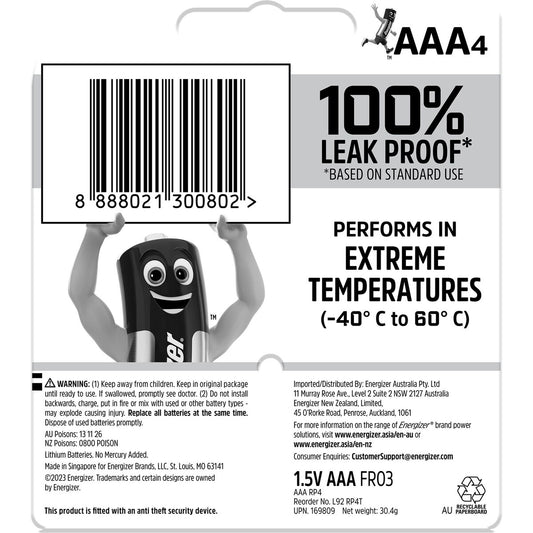 Energizer Ultimate Lithium Performance Aaa Lithium Batteries 4 Pack
