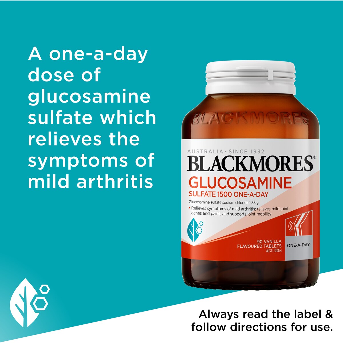 Blackmores Glucosamine Sulfate 1500 One-A-Day Vanilla Tablets 90 pack