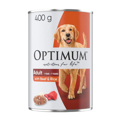 Optimum Beef & Rice Wet Dog Food Can Adult - 400g