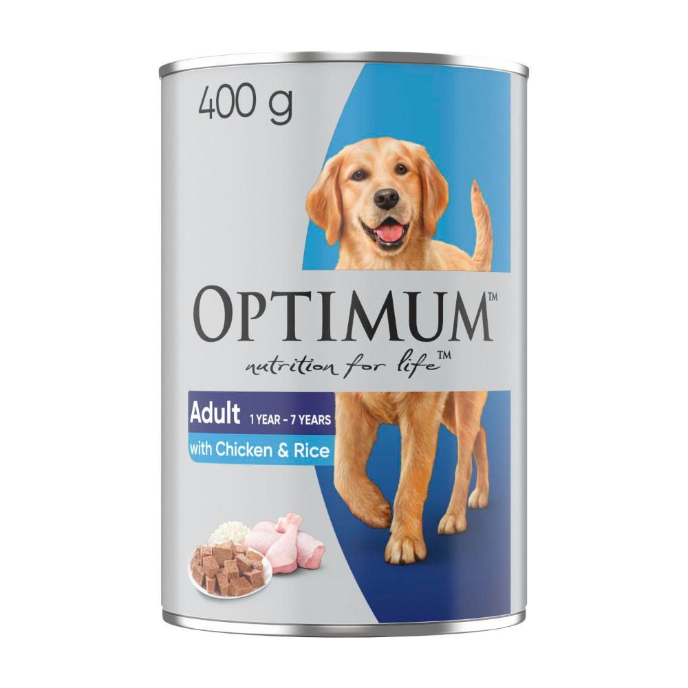 Optimum Adult With Chicken & Rice Wet Dog Food Can - 400g