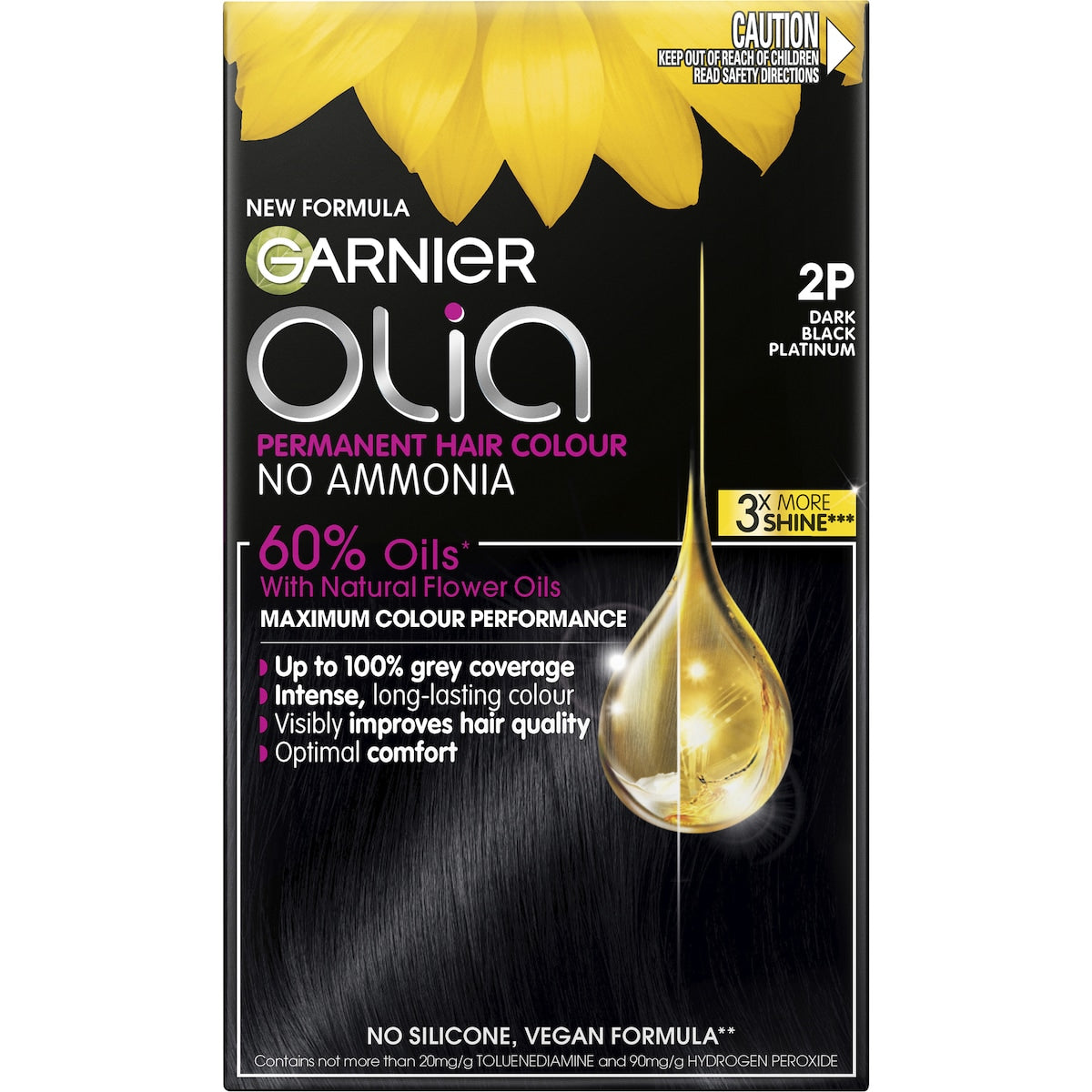 Garnier Olia Permanent Hair Colour Dark Black Platinum each