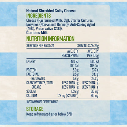 Devondale Shredded Colby Cheese 600g