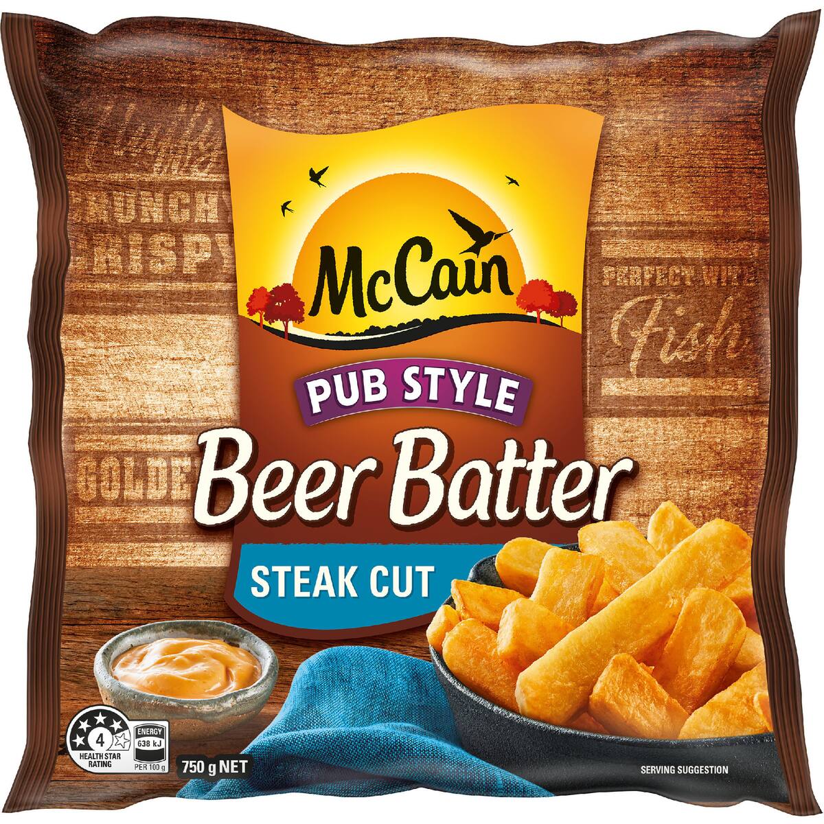 Mccain Beer Batter Steakhouse Chips 750g