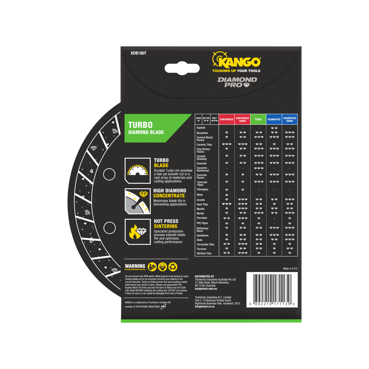 Kango Turbo Diamond Saw Blade - 180mm - Ultra Thin - Fast Cutting