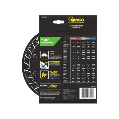 Kango Turbo Diamond Saw Blade - 180mm - Ultra Thin - Fast Cutting