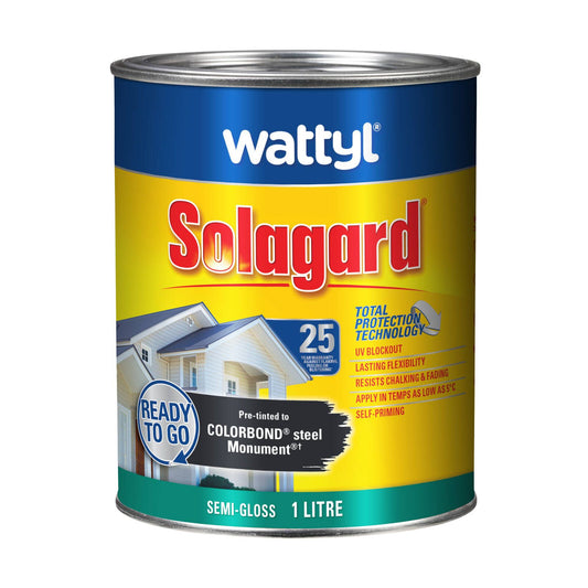 Wattyl Solagard Exterior Paint - 1L - Monument - Semi Gloss