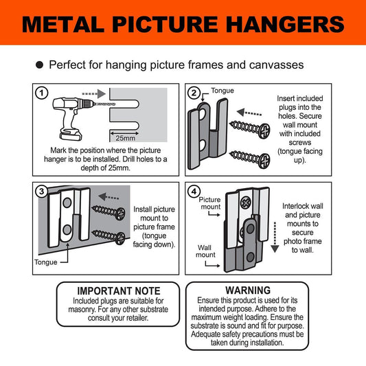 Everhang 11kg Flush Mount Picture Hanger Set - Steel - Easy Install