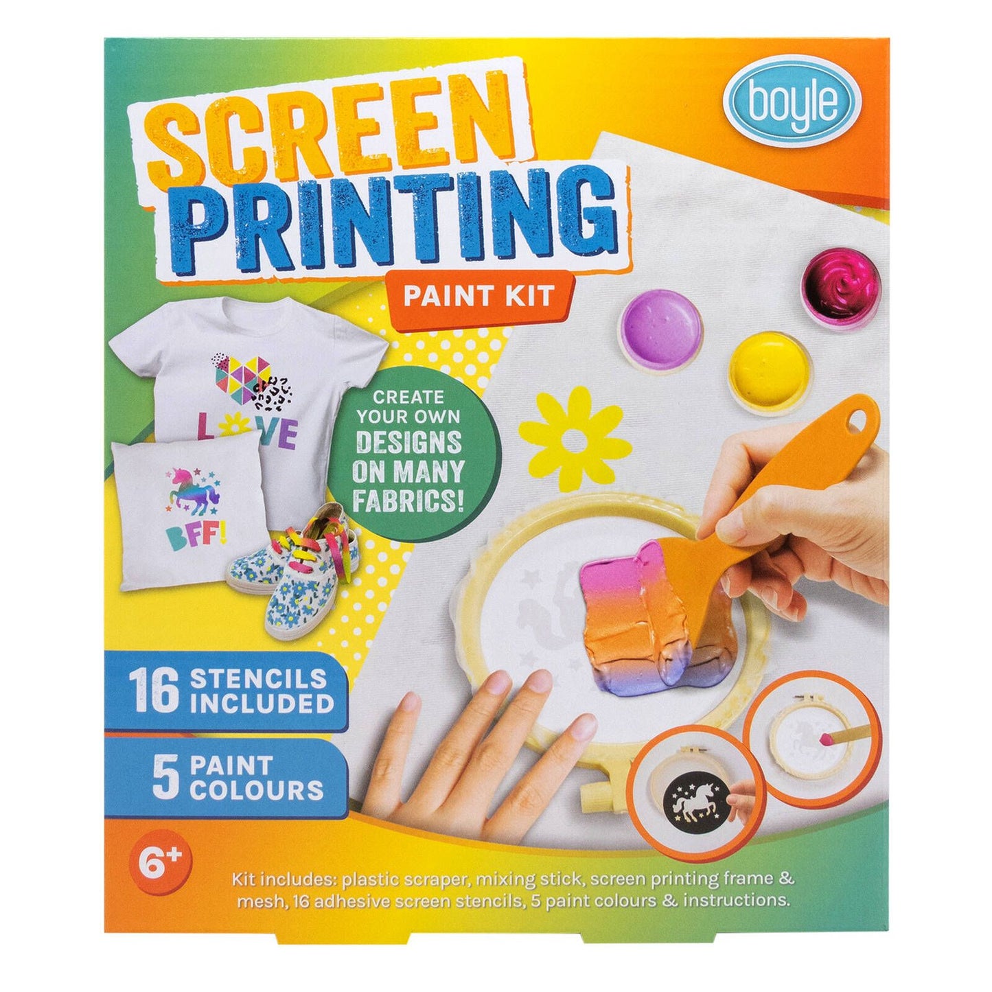 Boyle DIY Screen Printing Paint Kit - 5 Colours