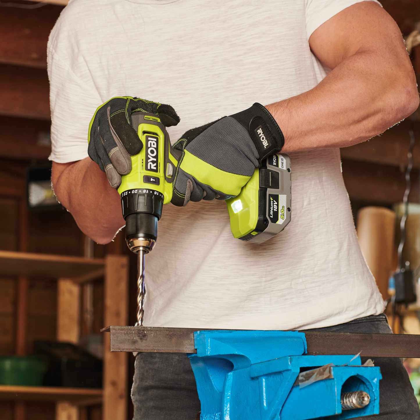 Ryobi Hammer Drill Kit - 18V ONE+ - 2Ah & 4Ah - 13mm