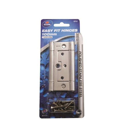 Lane Hinge - 100 x 65 x 2mm - Polished Stainless Steel - 2 Pack