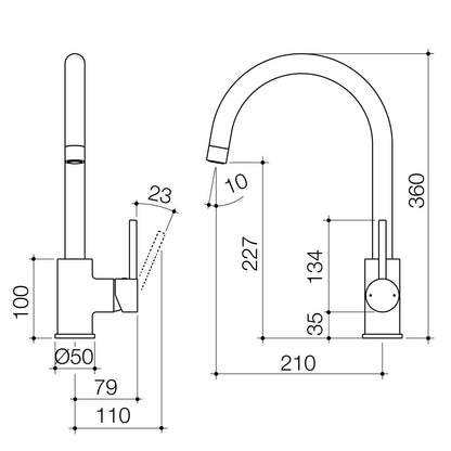 Dorf Matte Black Obsidian Sink Mixer - 110 x 360 x 210mm