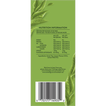 Twinings Green Tea & Lemon Tea Bags 50 pack
