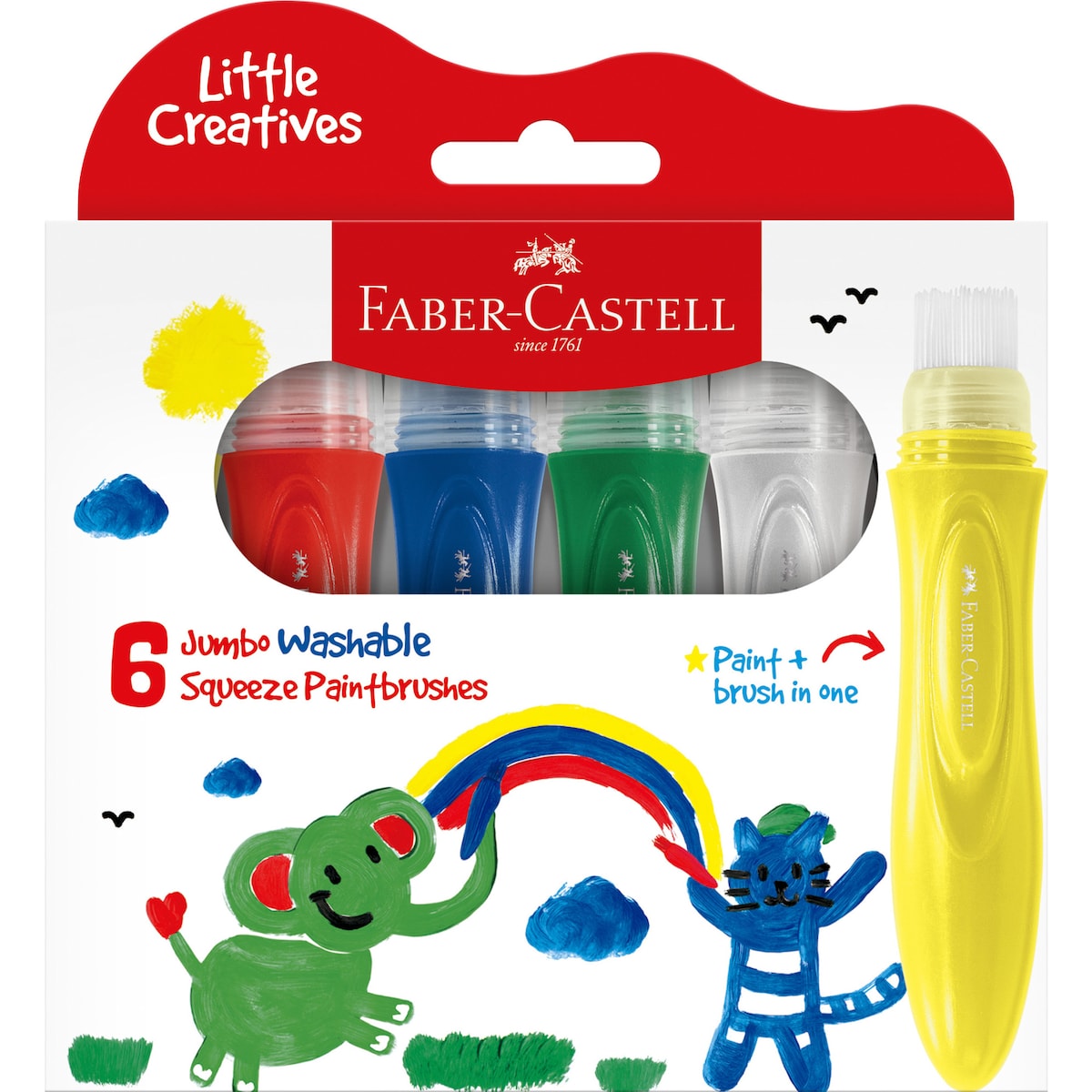 Faber-castell Jumbo Washable Squeeze Paintbrushes 6 Pack