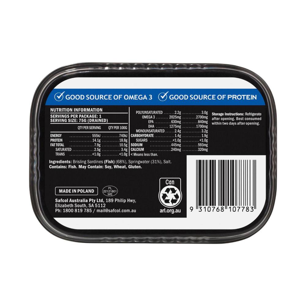 Safcol Brisling Sardines In Springwater - 110g