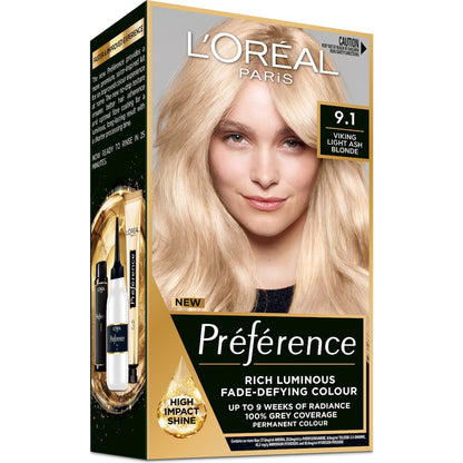 Loreal Paris Preference Hair Colour 9.1 Light Ash Blonde Each