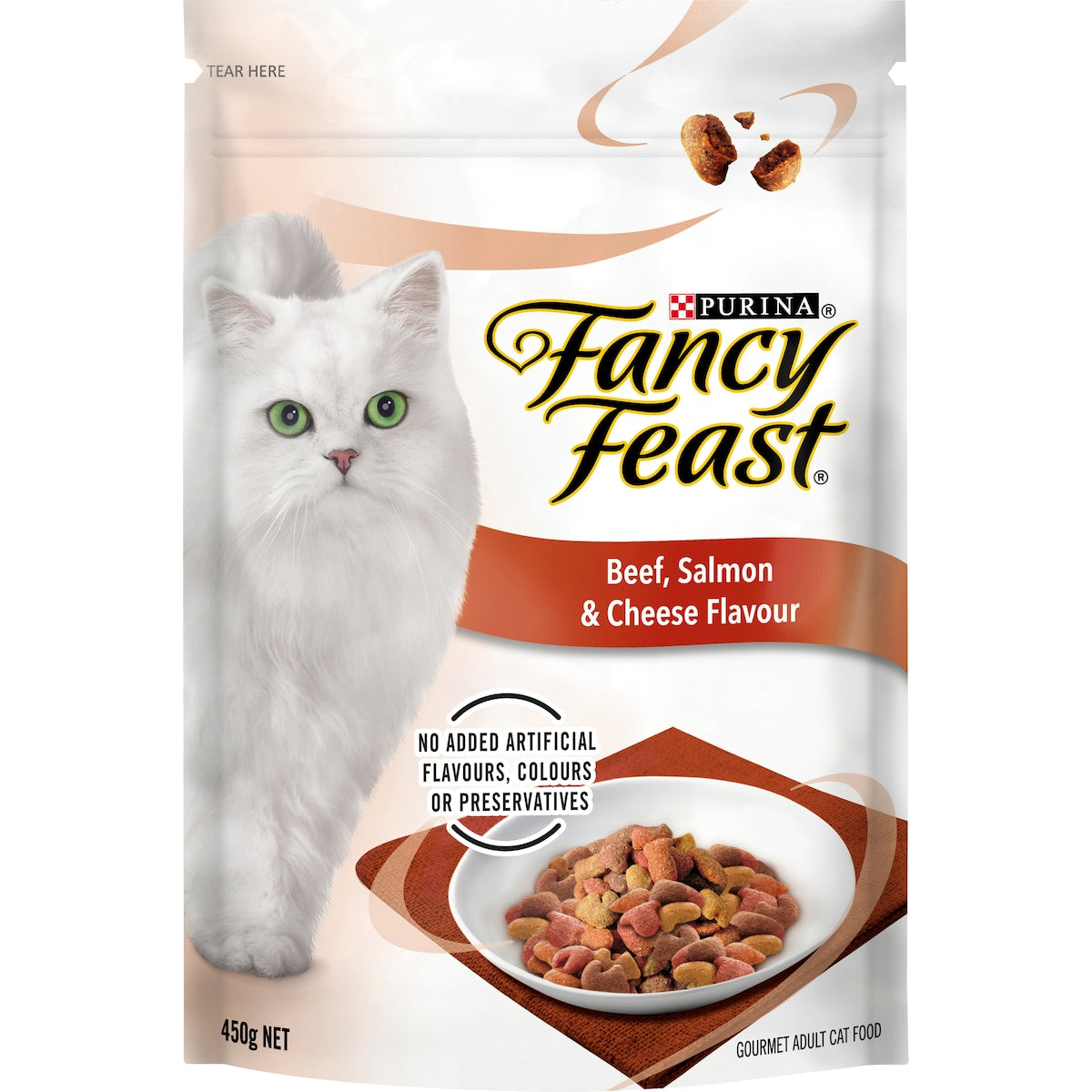 Fancy Feast Adult Beef, Salmon & Cheese Flavour Dry Cat Food 450g
