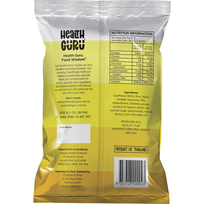 Health Guru Cauliflower Puffs Vegan Cheddar Cheese 56g