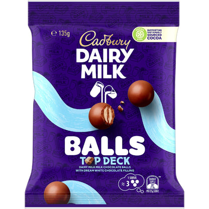 Cadbury Dairy Milk Balls Top Deck Chocolate Snack & Share Bag 135g