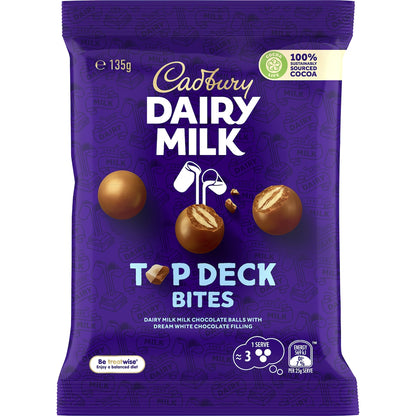 Cadbury Dairy Milk Top Deck Chocolate Bites Snack & Share Bag 135g