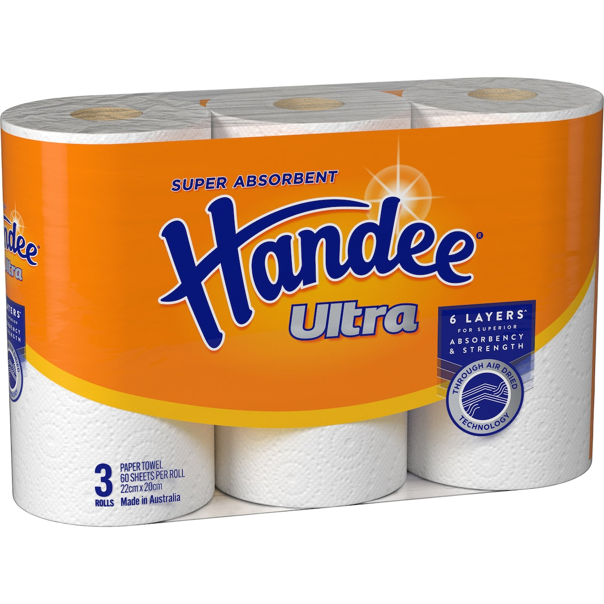 Handee Ultra Paper Towel White 2 Ply 180 Sheets 3 Pack