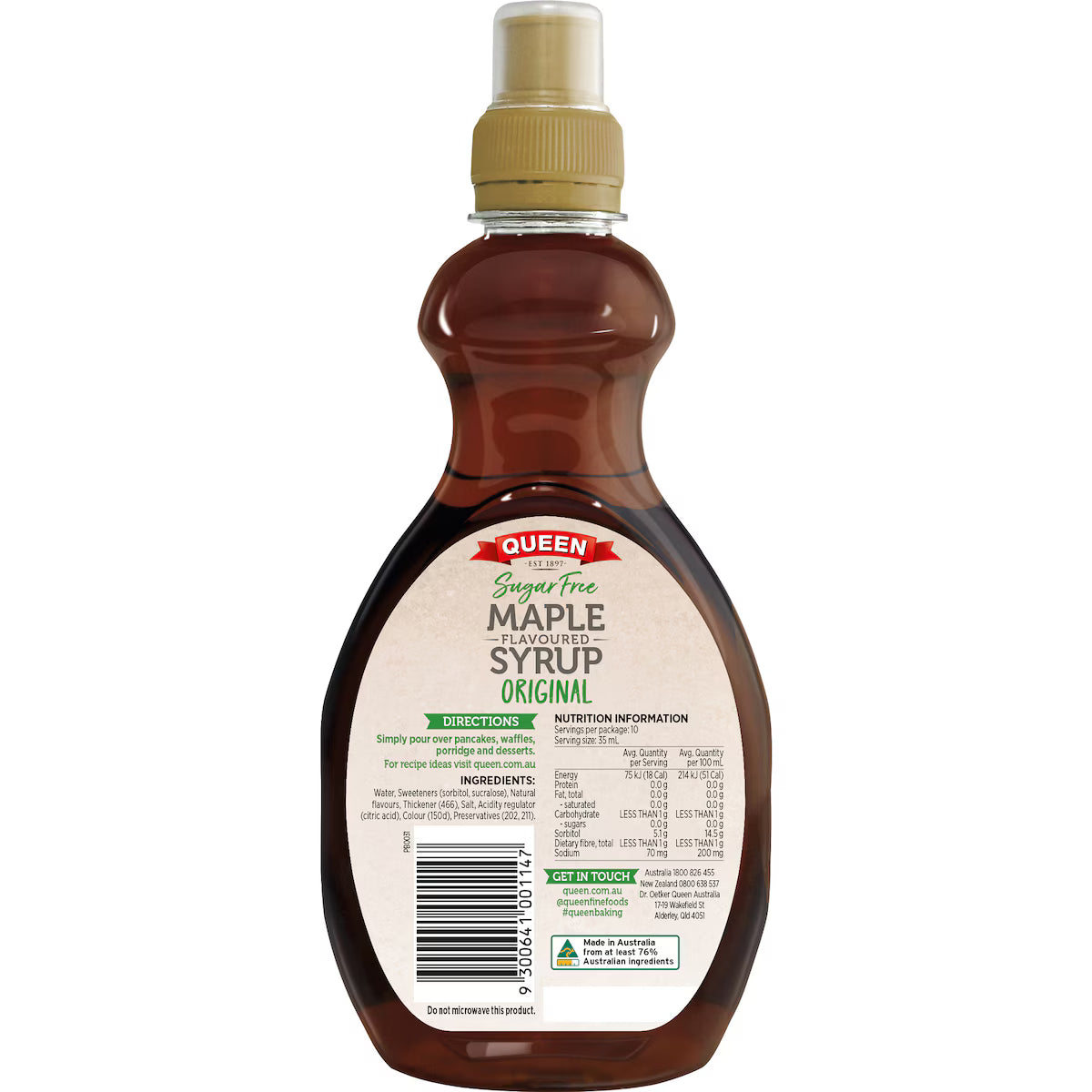 Queen Sugar Free Maple Flavoured Syrup | 355mL