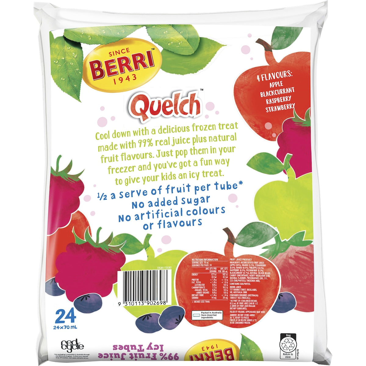 Berri Quelch Fruit Combos Ice Blocks 24x70ml