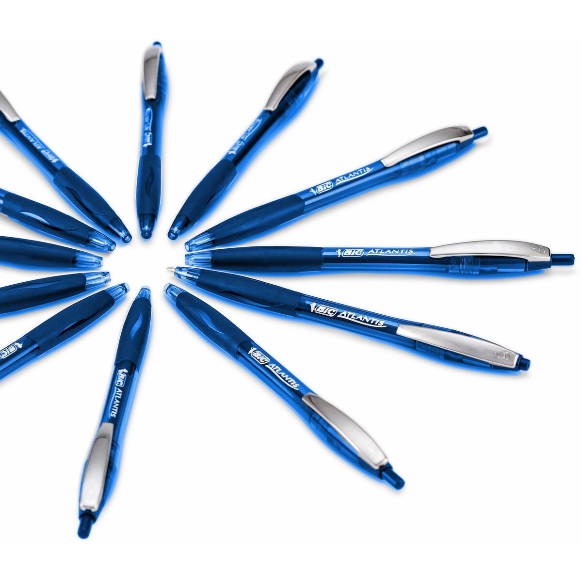 Bic Atlantis Retractable Ballpoint Pens Blue 4 Pack