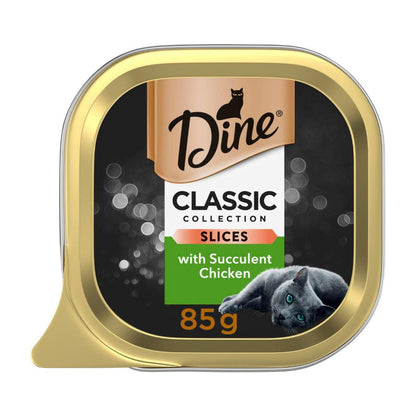 Dine assic Collection Adult Wet Cat Food Slices with Succulent Chicken Tray - 85g