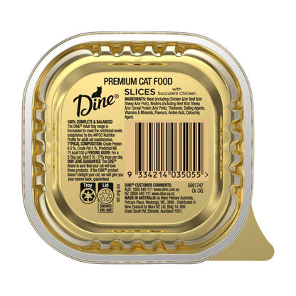 Dine assic Collection Adult Wet Cat Food Slices with Succulent Chicken Tray - 85g