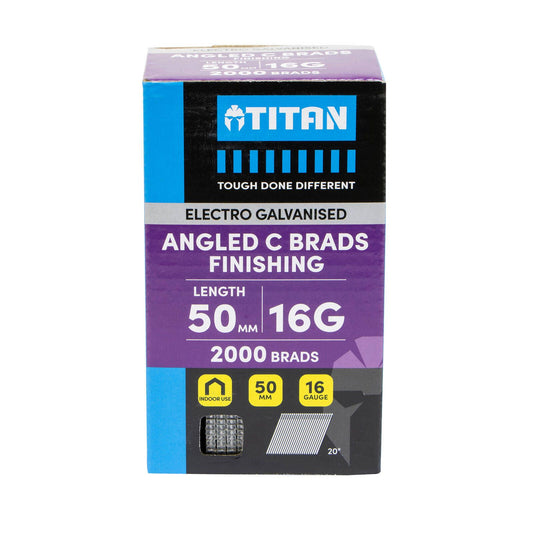 Titan Collated Nail Brads - 50 x 1.6mm - Electro Galvanised - 2000 Pack
