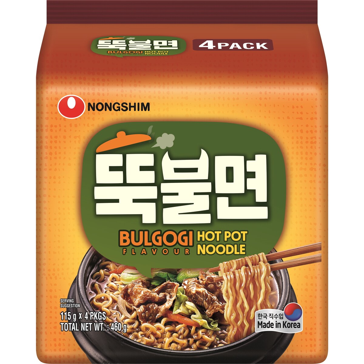 Nongshim Hot Pot Noodles Bulgogi Flavour 4 Pack